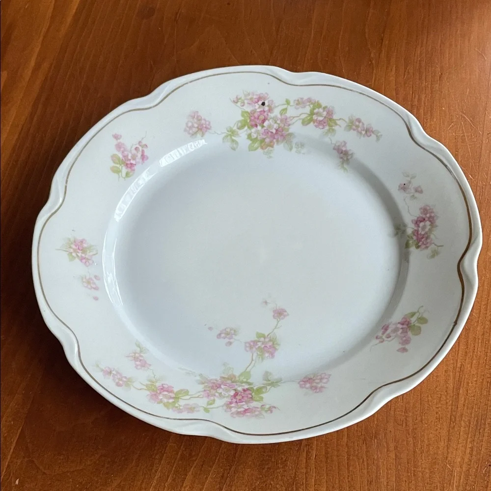 Karlsbad Austria 10” Dinner Plate - Floral Pink Blossom Scalloped Edge Gold Trim